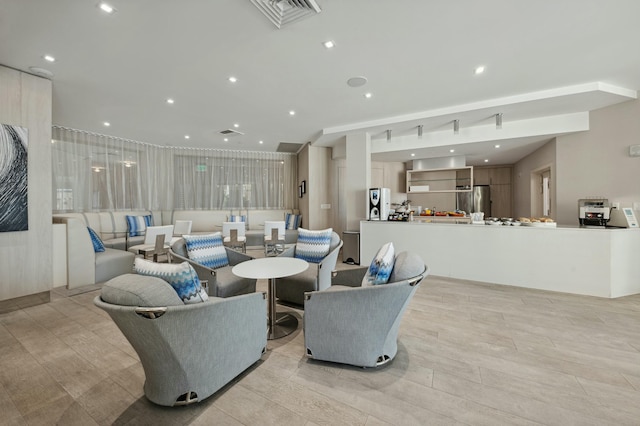 living room featuring light hardwood / wood-style flooring