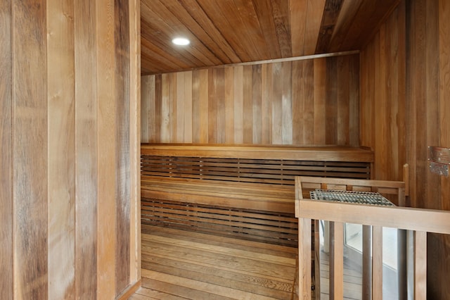 view of sauna / steam room with hardwood / wood-style flooring