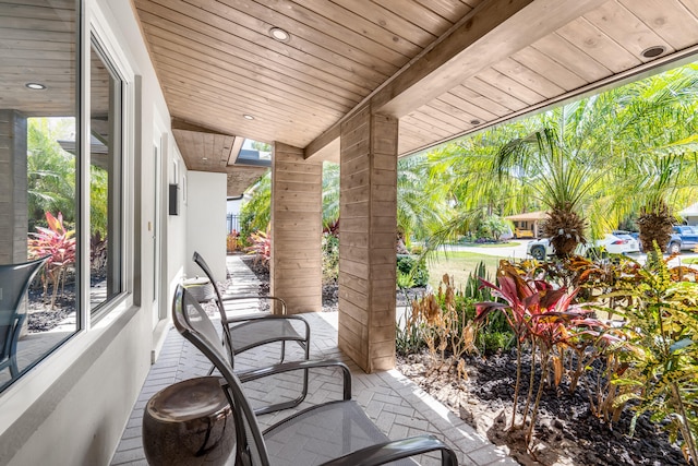 view of patio featuring a porch