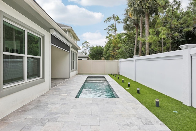 view of swimming pool with a patio