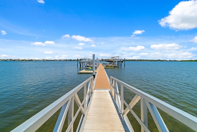 dock area featuring a water view