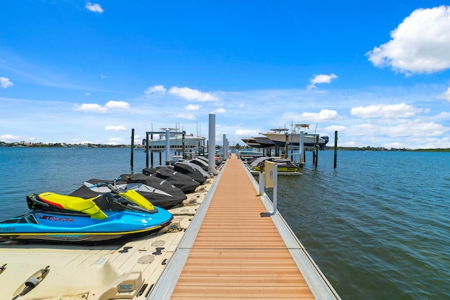 dock area featuring a water view