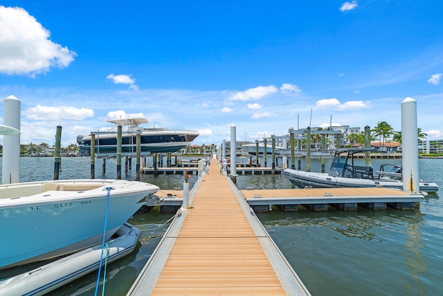 view of dock featuring a water view