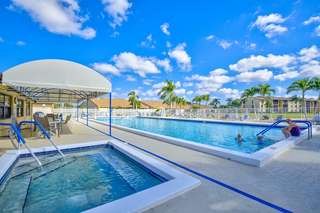 view of pool featuring a patio