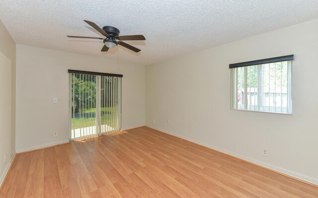 home office with a textured ceiling, light hardwood / wood-style flooring, and plenty of natural light