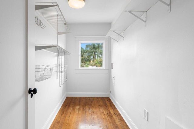 walk in closet featuring wood-type flooring