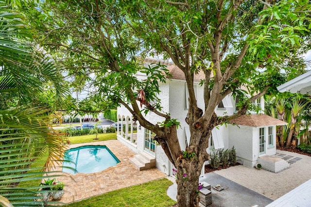 view of swimming pool with a patio