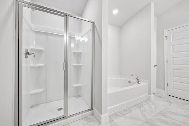 bathroom with independent shower and bath