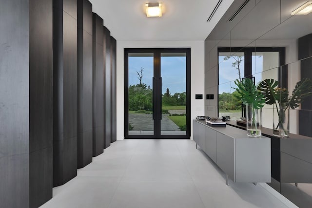 hallway featuring french doors