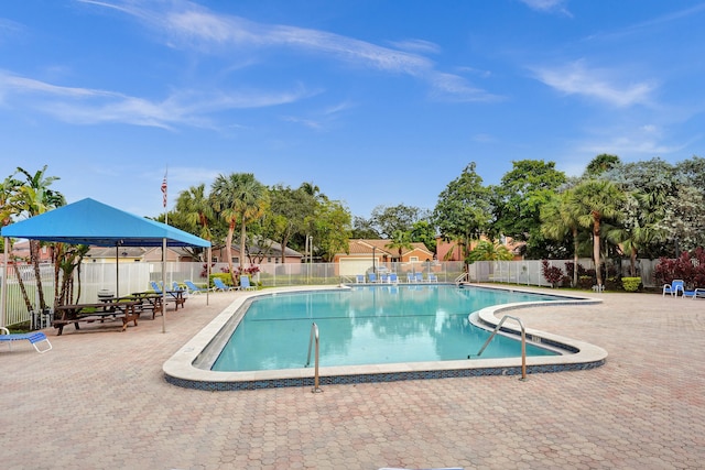 view of pool featuring a patio