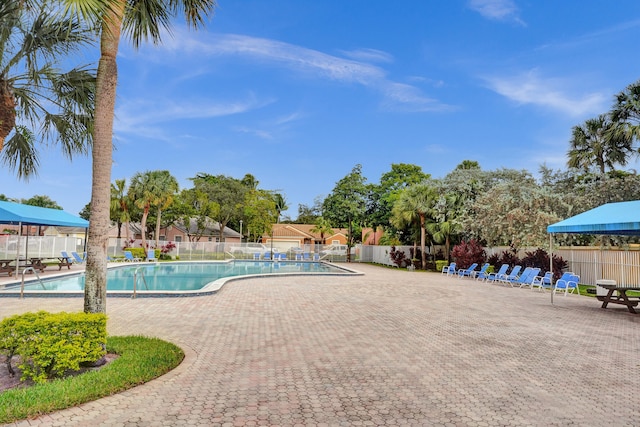 view of swimming pool featuring a patio