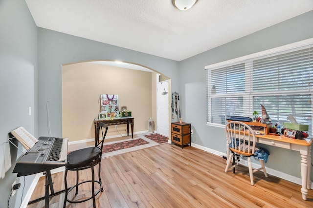 office space featuring light wood-type flooring