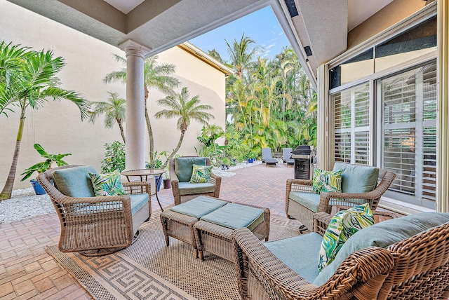 view of patio / terrace with an outdoor living space