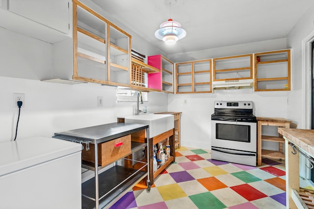 kitchen featuring stainless steel range with electric stovetop and sink