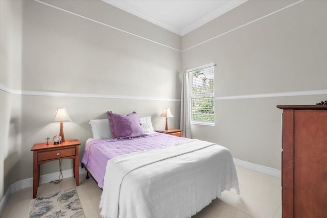 bedroom featuring crown molding