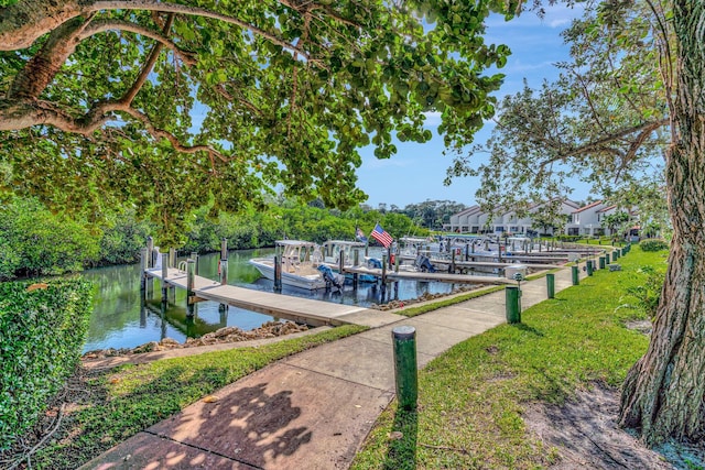 dock area featuring a water view