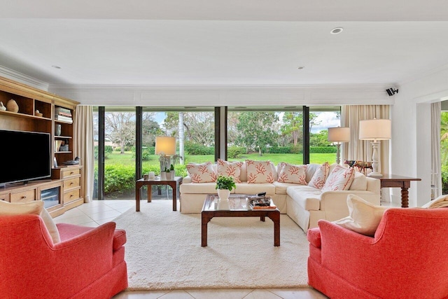 view of tiled living room