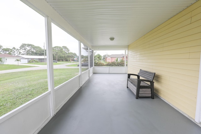 view of unfurnished sunroom