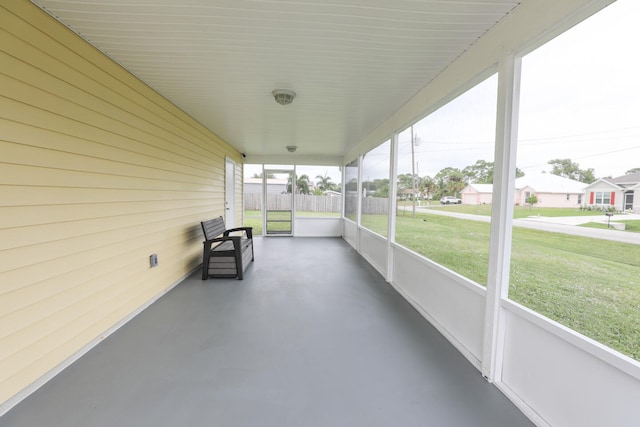 view of unfurnished sunroom