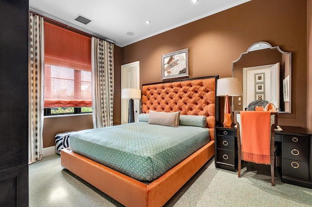 bedroom featuring ornamental molding