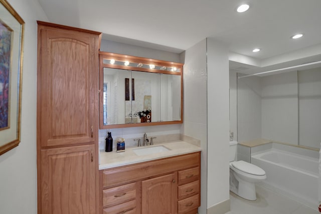 full bathroom with vanity, toilet, and shower with separate bathtub