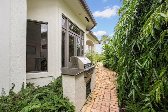 view of patio / terrace with an outdoor kitchen and a grill