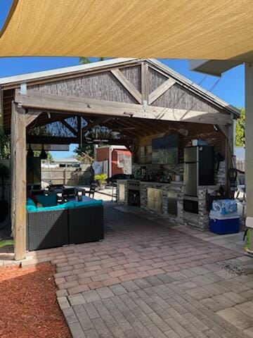 view of patio with area for grilling