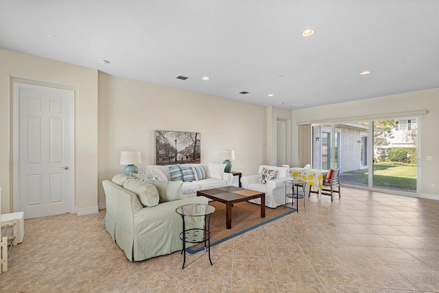 view of tiled living room