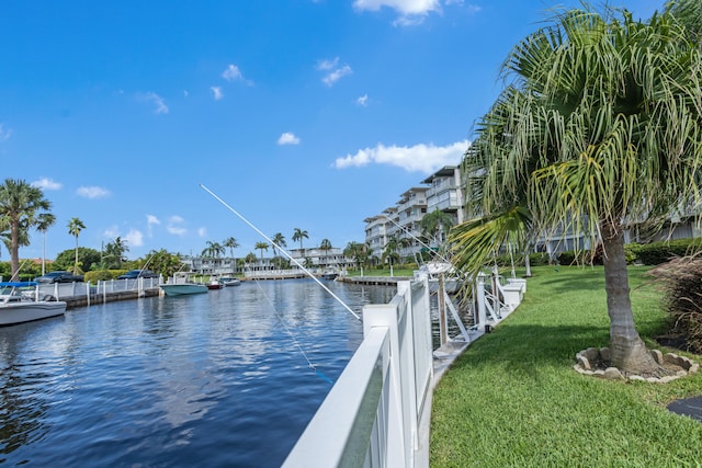 property view of water featuring a dock