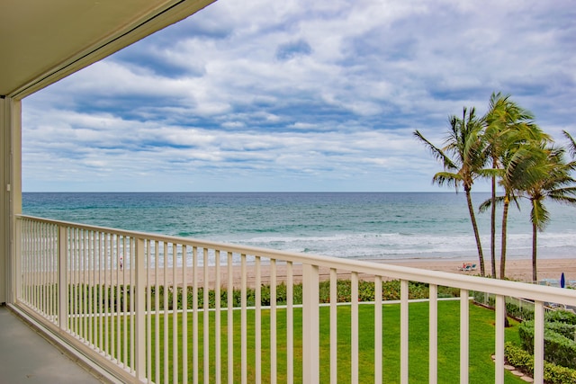 view of water feature featuring a view of the beach