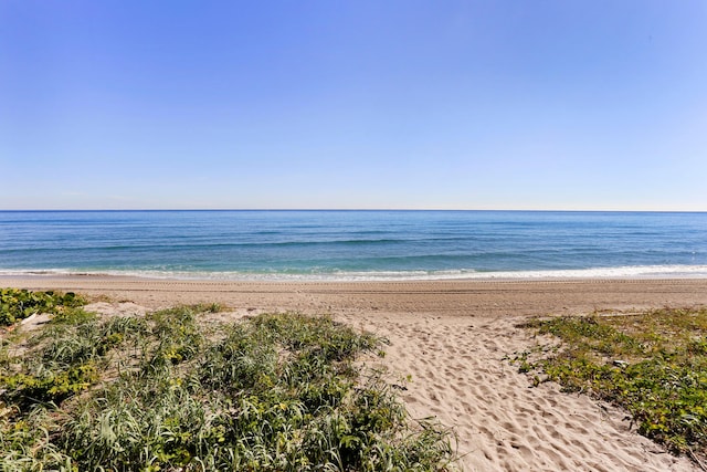 view of water feature with a view of the beach