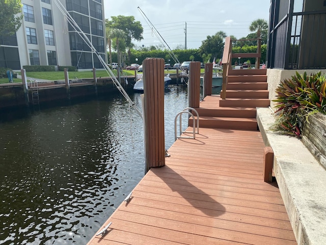 view of dock featuring a water view