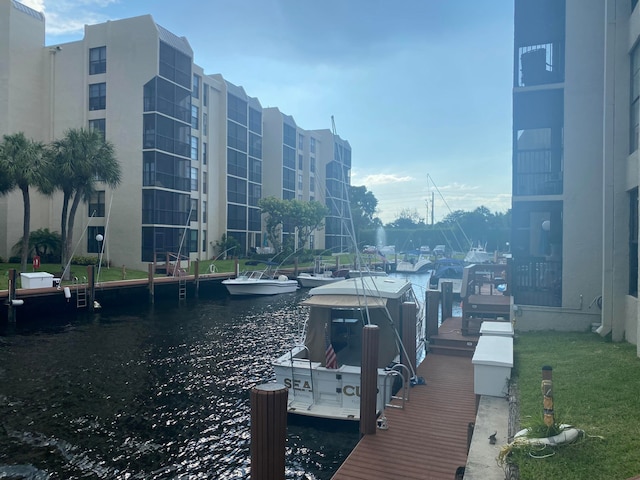 dock area featuring a water view