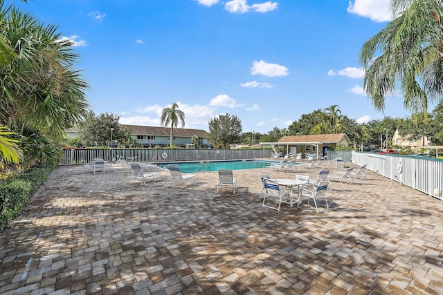 view of pool featuring a patio area