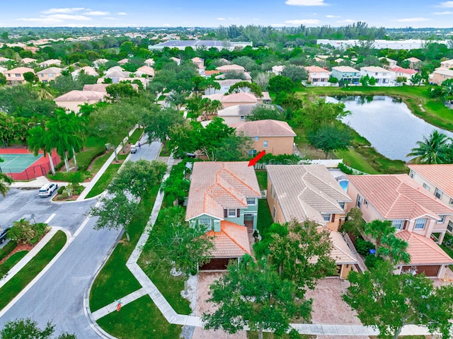 bird's eye view featuring a water view