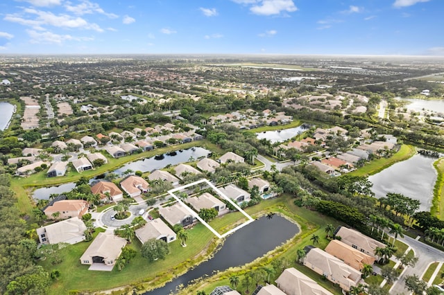 bird's eye view featuring a water view