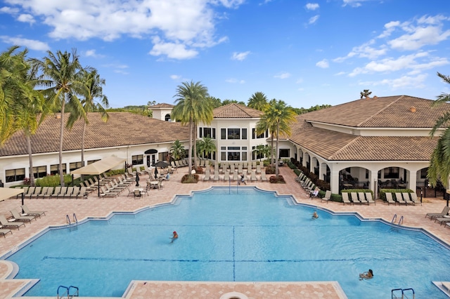 view of pool featuring a patio area