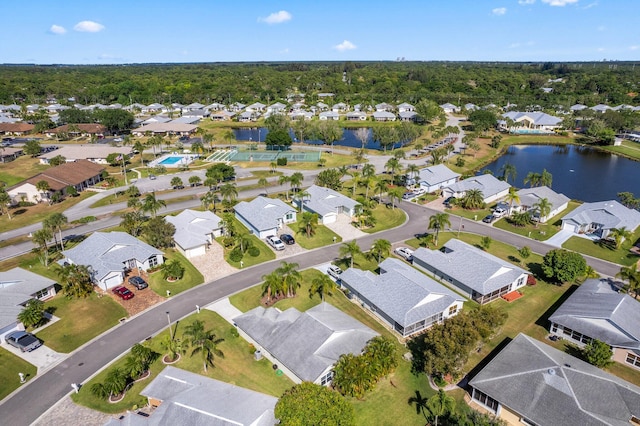 bird's eye view featuring a water view