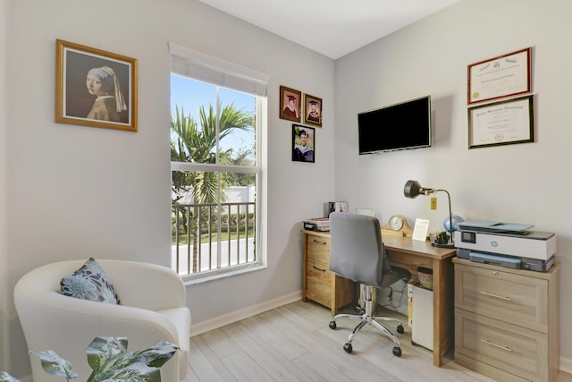 home office featuring light wood-type flooring