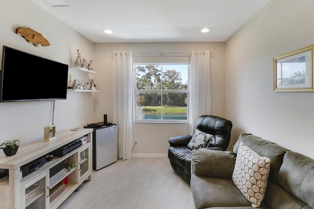 view of tiled living room