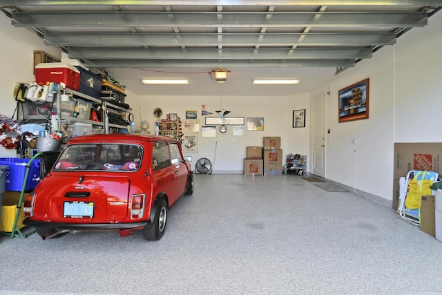 garage with a garage door opener