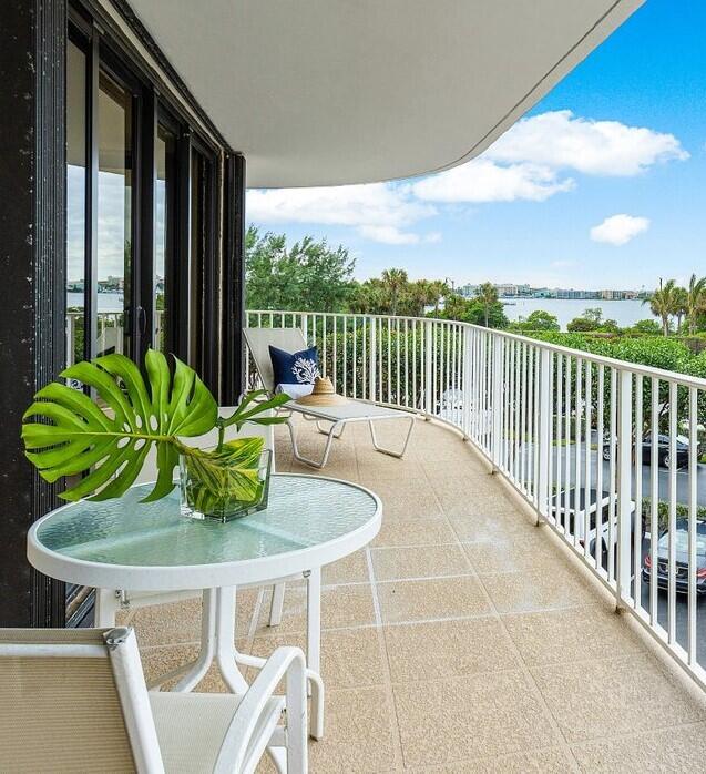 balcony with a water view