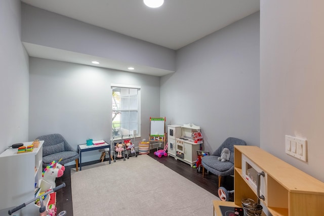 game room featuring hardwood / wood-style flooring