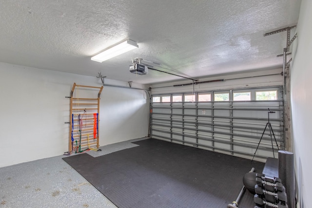 garage with a garage door opener