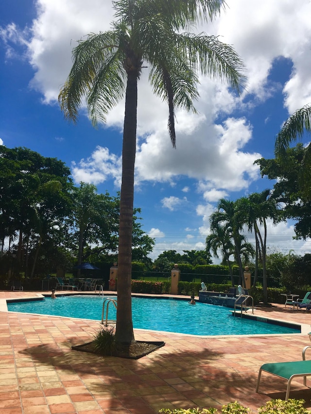 view of swimming pool featuring a patio