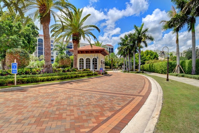 view of home's community with a lawn