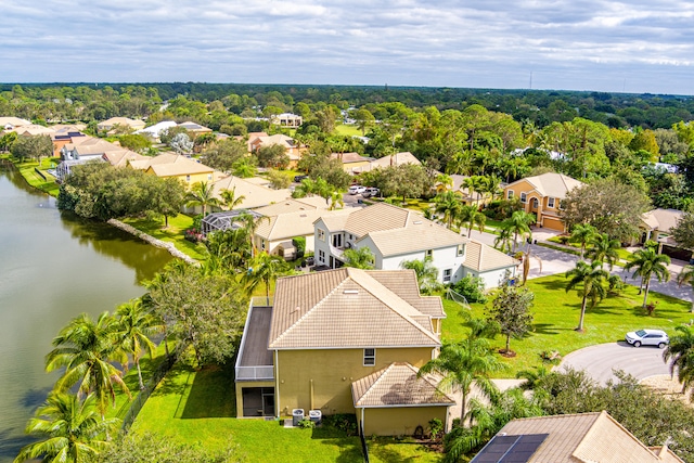 bird's eye view featuring a water view