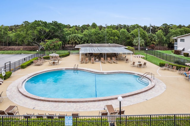 view of pool featuring a patio