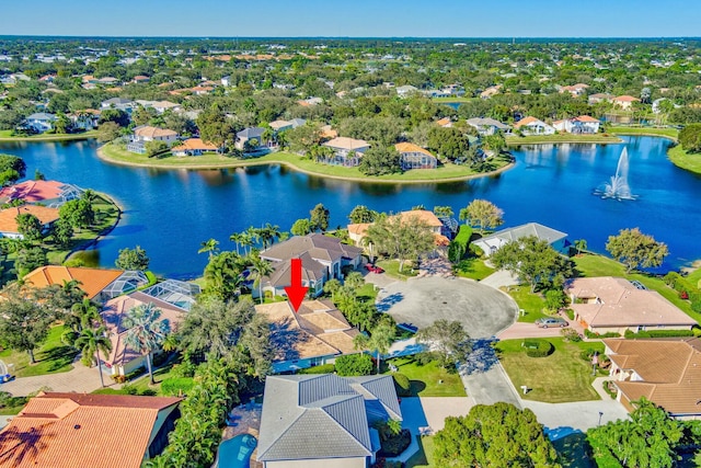 bird's eye view featuring a water view