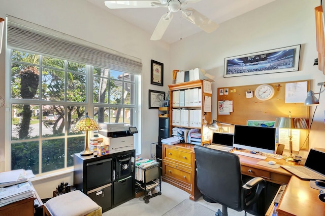 office area featuring ceiling fan